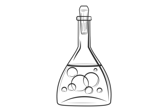 Download Chemical Flask with Liquid. Hand Drawn L - Flask Collection