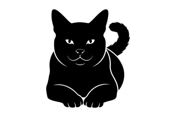 Download Black Cat Silhouette with White Outline - Premium Bundle