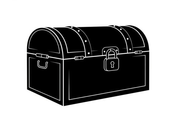Download Black Treasure Chest with White Outline - Premium Resources