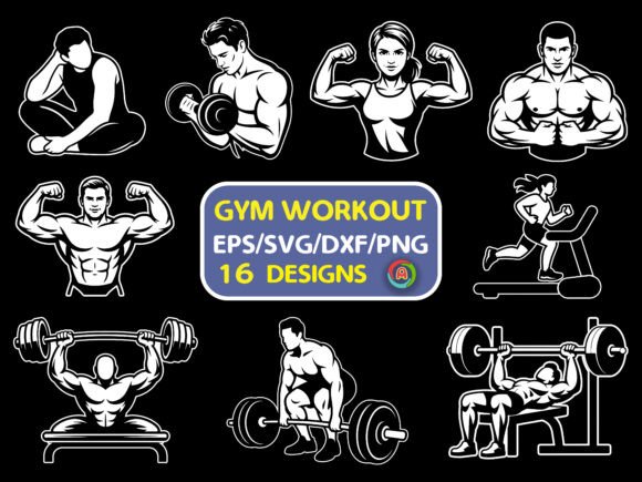 Download Gym Workout White Outline SVG Bundle - Premium Bundle