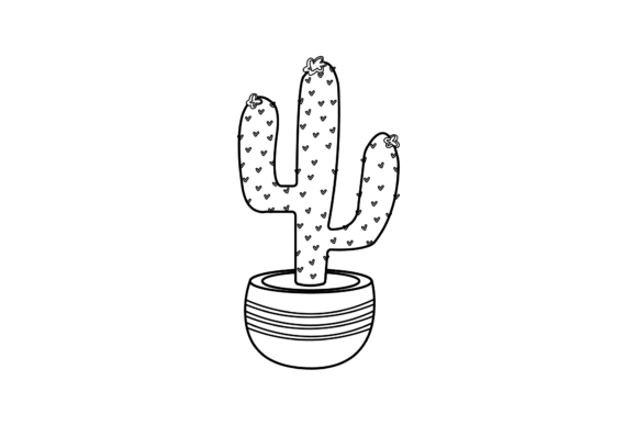 Download Cactus Black and White Outline - White outline Collection