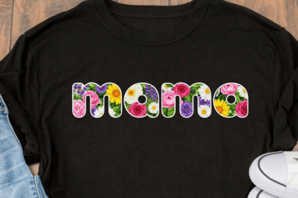 Download Colorful Floral Mama Text White Outline - Premium Bundle
