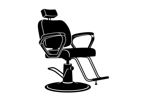 Download Black Barber Chair with White Outline - Premium Resources