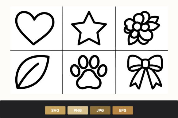 Download Black White Outline Heart Star Flower - Premium Resources