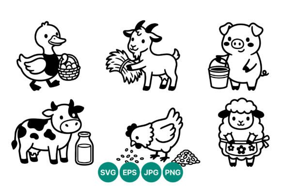 Download Farm Animals Black and White Outline - Premium Resources