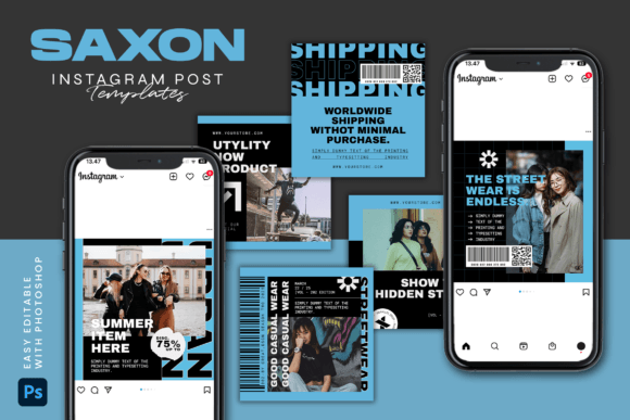Download SAXON - Instagram Post Template - Instagram post template Collection